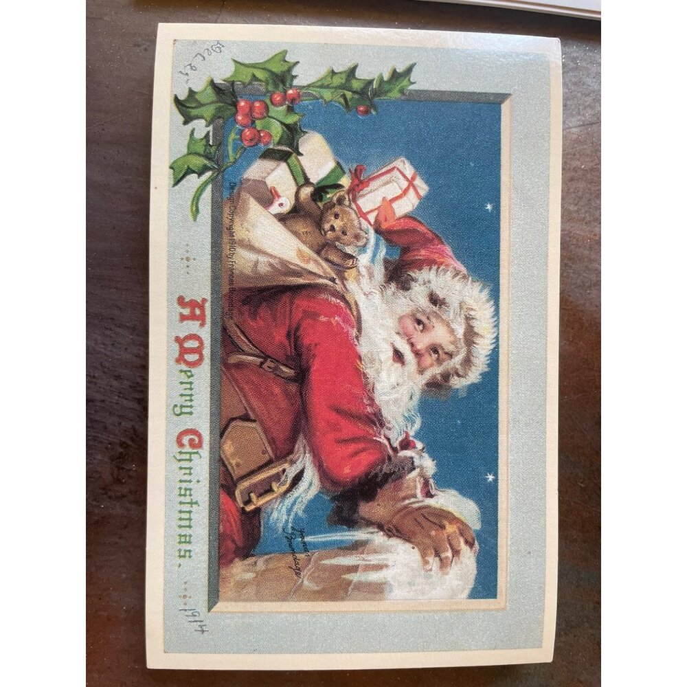 Set of 10 Victorian Christmas & New Year Postcards Set Girls Boys Santa Angels - Picture 3 of 9